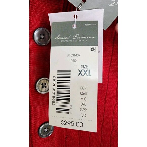 Daniel Cremieux Signature NWT Cable Knit 100% Cashmere Red Sweater XXL 2XL - Picture 6 of 6